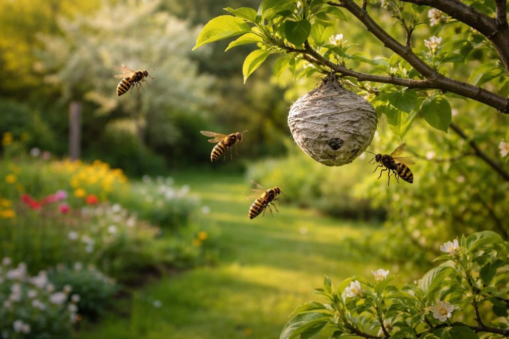 apprenez à reconnaître les premiers signes d'un nid de frelon européen dans votre jardin pour agir rapidement et protéger votre environnement.
