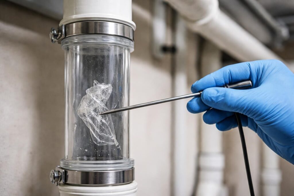 découvrez notre guide pratique pour inspecter efficacement un morceau de plastique coincé dans une colonne commune et apprenez les étapes à suivre pour le retirer en toute sécurité.