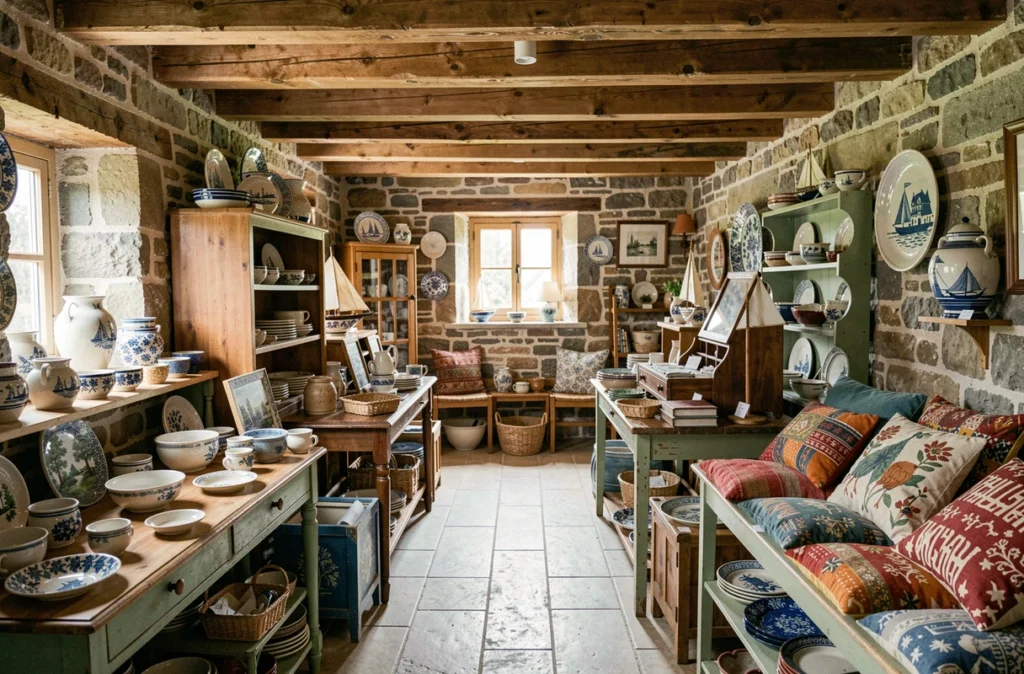 Magasin de décoration du Faouët avec mobilier artisanal breton et objets décoratifs locaux